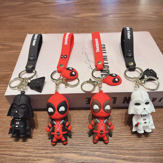 Disney Star Wars Anime Figure Darth Vader Super Heros Deadpool Keychain Pendant